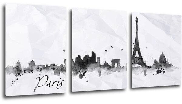 Impresi Obraz Paríž panorama - 90 x 40 cm (3 dielný)