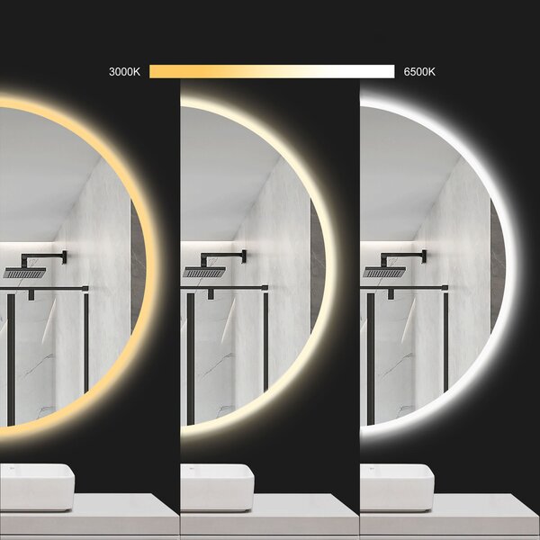 Rea Rea, LED okrúhle zrkadlo 50cm, zadné podsvietenie, HZJ050, HOM-02820