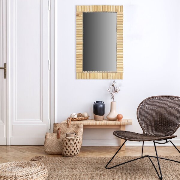 Dekorstudio Nástenné drevené zrkadlo BOHO 55cm