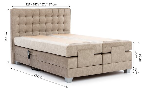 Elektrická polohovacia posteľ 200x200 ZONA - vínová + topper ZDARMA