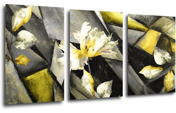 Impresi Obraz Abstraktné žlto sivý - 120 x 60 cm (3 dielný)