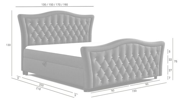 Manželská posteľ 200x200 IVELINA - čierna + topper ZDARMA