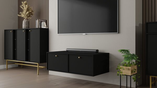 TV stolík IROS 4 - grafitovo čierny / zlatý