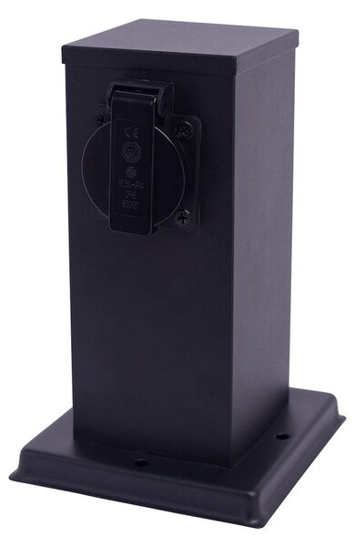Elektrický záhradný stĺpik Electric, nerezová oceľ, 2 zásuvky, čierna, (20 cm)