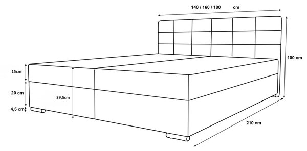 Čalúnená posteľ 180x200 ELSIE 3 s úložným priestorom - svetlo hnedá
