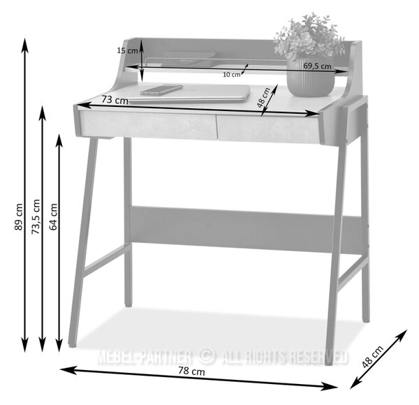Minimalistický písací stôl RENO - orech / zlatý