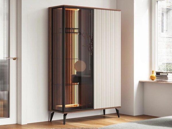 Presklená skriňa TOUDI - bella noce / kašmír + LED osvetlenie ZDARMA