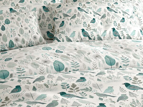 Polybavlnené obliečky LEAFBIRD POLY bielo-zelené Rozmer obliečky: 70 x 90 cm | 140 x 200 cm