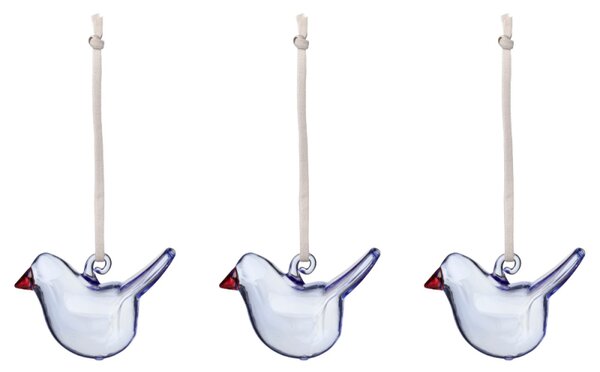 Iittala Sklenené ozdoby vtáčiky Oiva Toikka, modré / 3ks