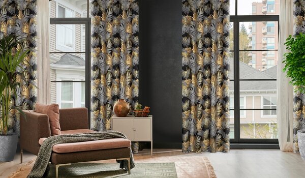 ZATEMŇOVACÍ ZÁVES NA KRÚŽKOCH BALI 140X250 CM LISTY