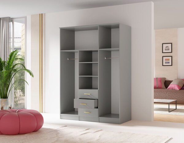 Kombinovaná šatníková skriňa 150 cm HENDRUM - šedá