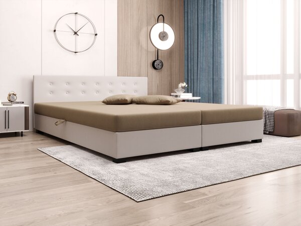 Manželská posteľ s úložným priestorom 180x200 ROSIE 11 - svetlo hnedá / ecru