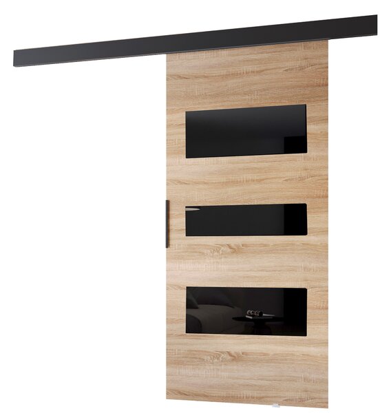 Posuvné dvere na stenu BARRET 13 - 106 cm, dub sonoma / čierne