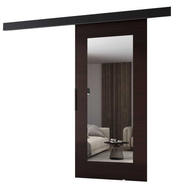 Posuvné dvere so zrkadlom BARRET 19 - 106 cm, wenge / čierne