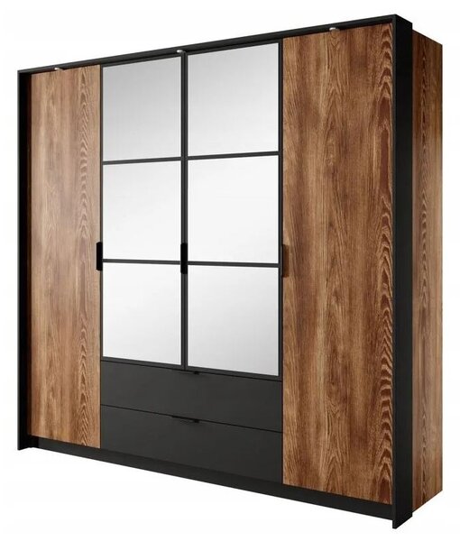 Zostava do spálne s posteľou 160x200 CALERA - gaštan / anracitová + LED osvetlenie ZDARMA