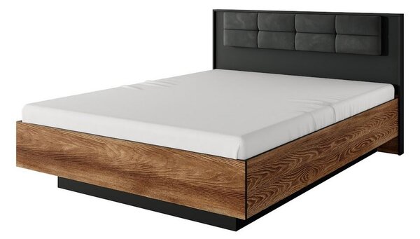 Zostava do spálne s posteľou 160x200 CALERA - gaštan / anracitová + LED osvetlenie ZDARMA