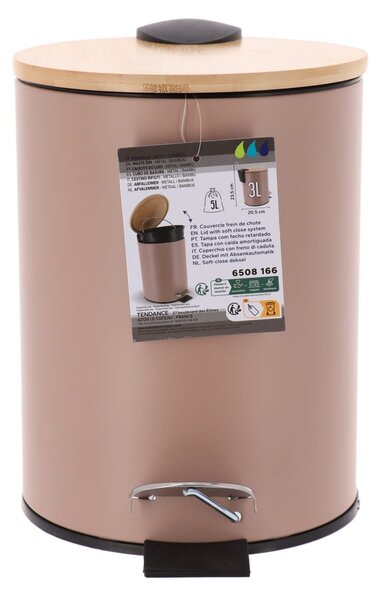 Odpadkový kôš Timeless, béžová/s drevenými prvkami, 2,5 l
