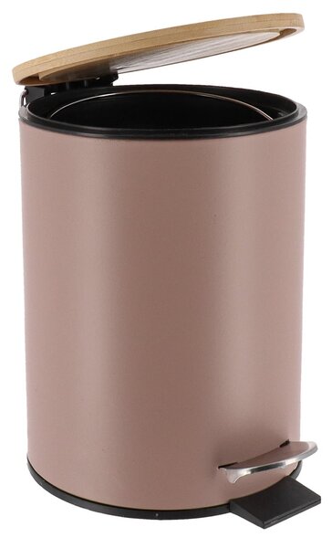 Odpadkový kôš Timeless, béžová/s drevenými prvkami, 2,5 l