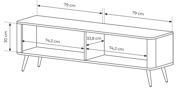 Televízny stolík 163 cm MOODY - čierny