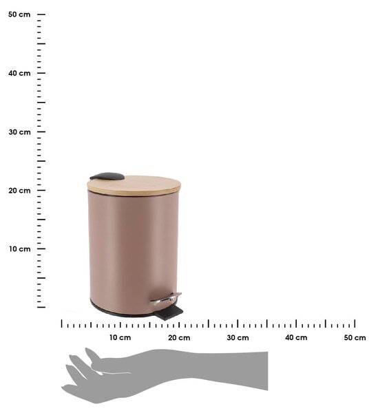 Odpadkový kôš Timeless, béžová/s drevenými prvkami, 2,5 l