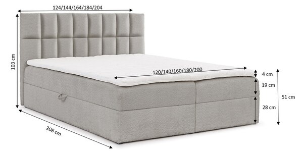 Manželská čalúnená posteľ 180x200 ALIBINA - hnedá + topper