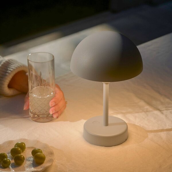 Nordlux Stolová LED lampa na batérie Ellen To-Go, sivá, hliník, Hliník / sivá / zinok, Obývacia izba / jedáleň, Hliník, Škandinávsky, Stojacie svietidlo