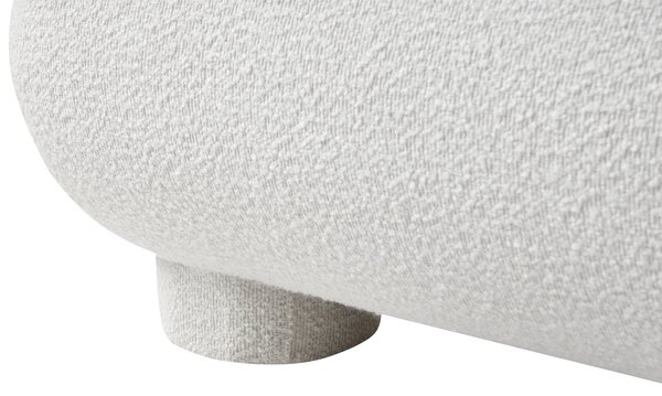Posteľ krémová biela buklé čalúnenie polyester 160 x 200 cm nízky čalúnený rám postele s čelom minimalistický retro dizajn