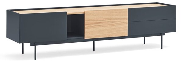 TV stolík v dekore duba v antracitovo-prírodnej farbe 180x45 cm Otto – Teulat