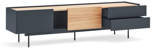 TV stolík v dekore duba v antracitovo-prírodnej farbe 180x45 cm Otto – Teulat