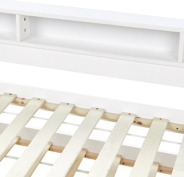 Rozkladacia posteľ biela borovicový rám 90 x 200 cm s výsuvným lôžkom detská izba spálňa