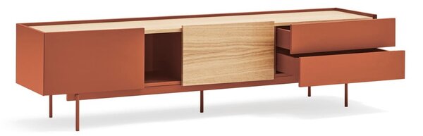 TV stolík v dekore duba v tehlovo-prírodnej farbe 180x45 cm Otto – Teulat