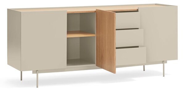 Nízka komoda v dekore duba v béžovo-prírodnej farbe 180x78 cm Otto – Teulat