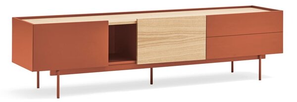 TV stolík v dekore duba v tehlovo-prírodnej farbe 180x45 cm Otto – Teulat