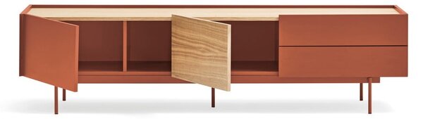 TV stolík v dekore duba v tehlovo-prírodnej farbe 180x45 cm Otto – Teulat