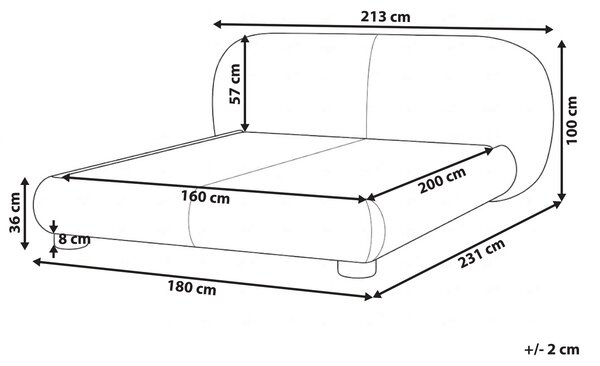 Posteľ sivobéžová buklé čalúnenie polyester 160 x 200 cm nízky čalúnený rám postele s čelom minimalistický retro dizajn