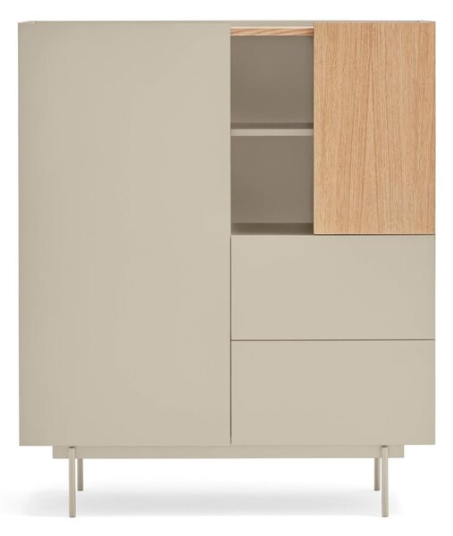 Vysoká komoda v dekore duba v béžovo-prírodnej farbe 100x120 cm Otto – Teulat