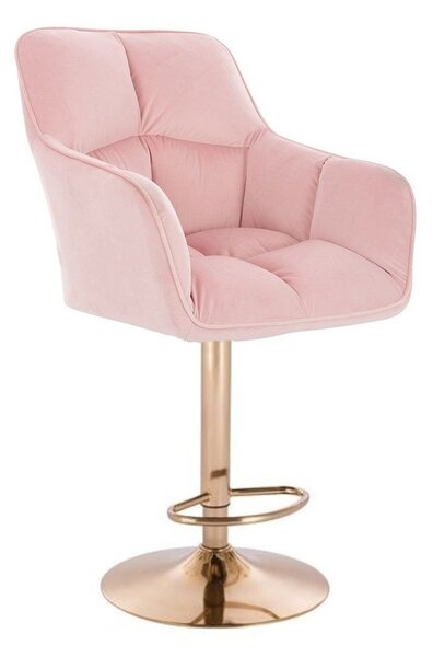 Barová stolička AMALFI VELUR na zlatom tanieri - ružová