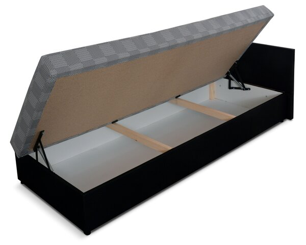 Váľanda 80x200 RUOXI s úložným priestorom - čierna / šedá, pravé vyhotovenie