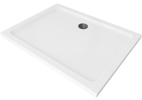 Mexen Flat obdĺžniková vanička slim 80 x 70 cm, biela, čierny sifón - 40107080B
