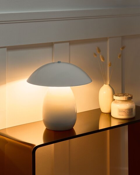 Stolná lampa biela železná kovový podstavec 30 cm moderný dizajn bytové doplnky obývacia izba