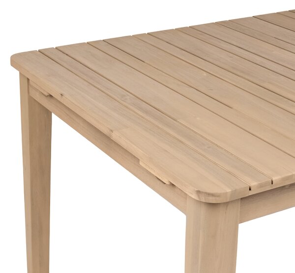 Rozkladací záhradný jedálenský stôl svetlohnedý certifikované akáciové drevo 180/280 x 100 cm pre 10 osôb rustikálny štýl exteriér