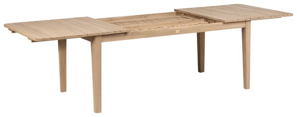 Rozkladací záhradný jedálenský stôl svetlohnedý certifikované akáciové drevo 180/280 x 100 cm pre 10 osôb rustikálny štýl exteriér
