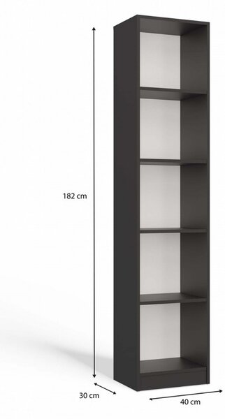 Úzka knižnica RAUNO - 40 cm, antracit