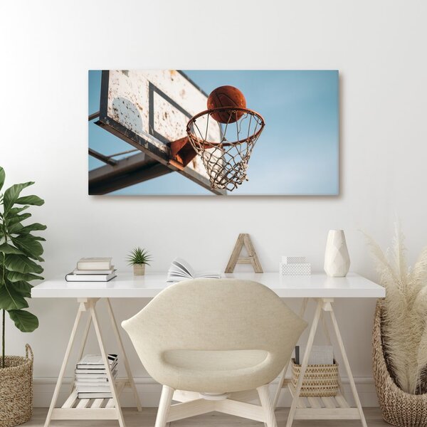 Obraz lopta v basketbalovom koši
