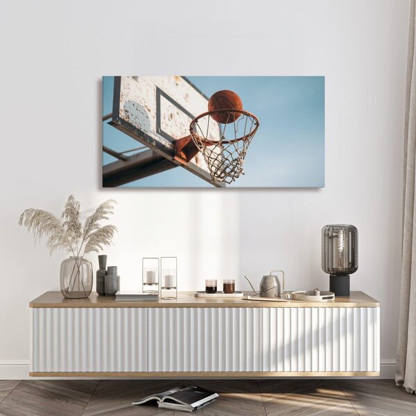 Obraz lopta v basketbalovom koši