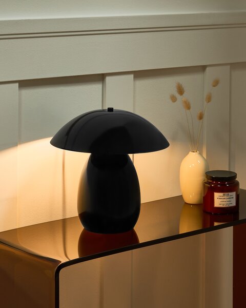 Stolná lampa čierna železná kovový podstavec 30 cm moderný dizajn bytové doplnky obývacia izba