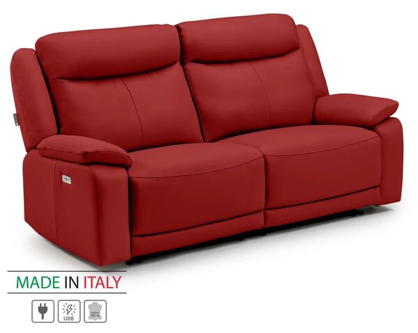 Zltahala.sk Kožená pohovka CONTINENTAL s elektrickou funkciou relax 2P, elektrické, červená (rosso 304)