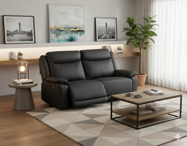 Zltahala.sk Kožená pohovka CONTINENTAL s elektrickou funkciou relax 2P, elektrické, zelená (green 321)