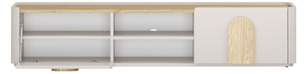 TV stolík Amilio 170 cm so zásuvkou - kašmír / olejovaný dub / úchytky svetlý dub