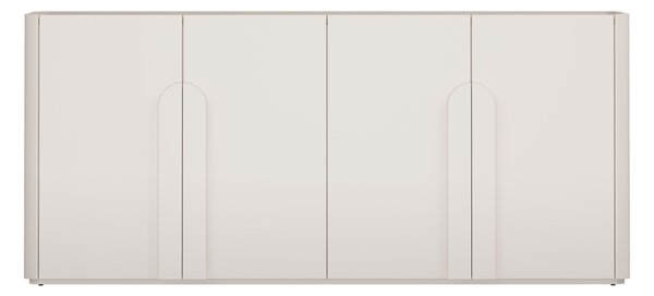 Komoda Amilio 200 cm štvordverová - kašmír / olejovaný dub / úchytky kašmír